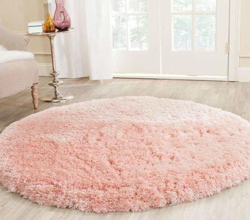 swami handloom Pink Nylon Carpet  (121 cm, X 121 cm, Circle)