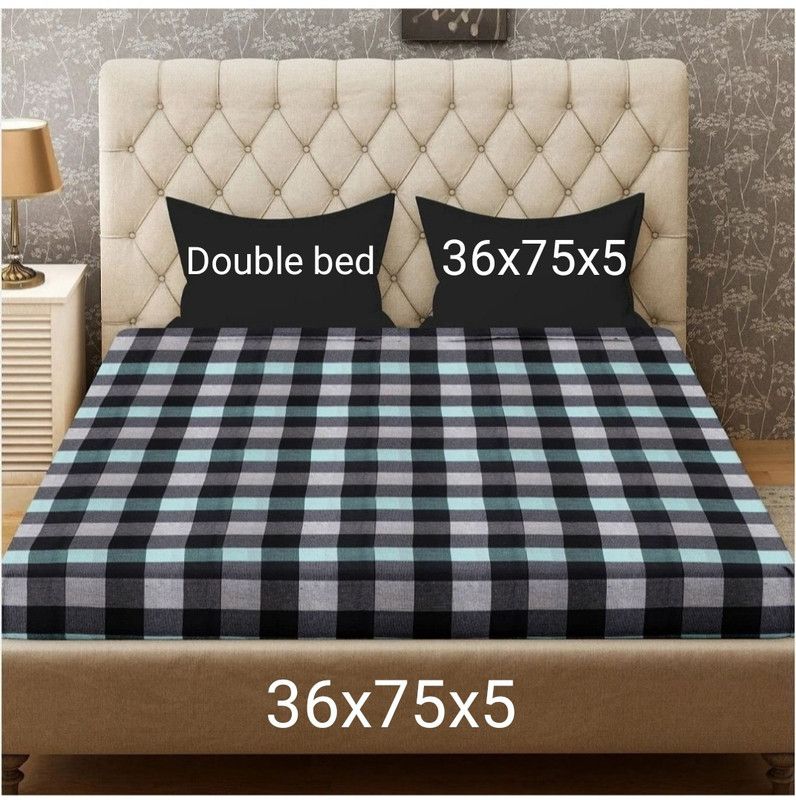 Cotton Double Bed Cover  (Light Blue)