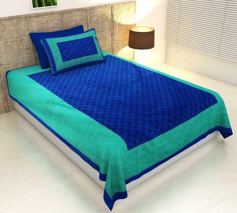 160 TC Cotton Single Bedsheet  (Pack of 1, multi)