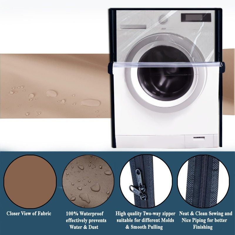 Delideal Front Loading Washing Machine Cover  (Width: 56 cm, Beige)