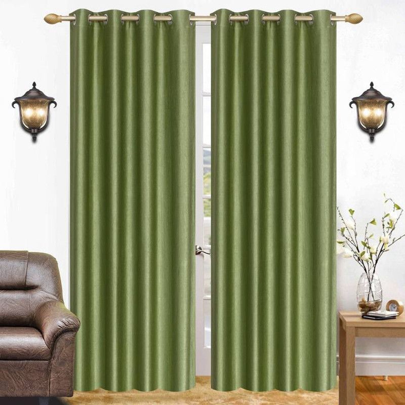 India Furnish 153.2 cm (5 ft) Polyester Semi Transparent Window Curtain (Pack Of 2)  (Plain, Solid, Green)