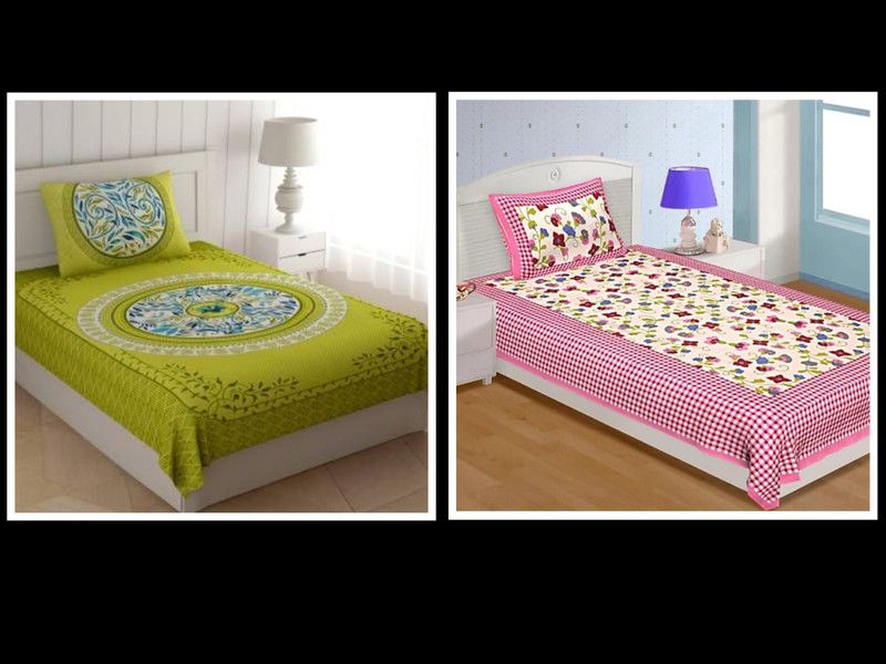 144 TC Cotton Single Jaipuri Prints Bedsheet  (Pack of 2, Design181)
