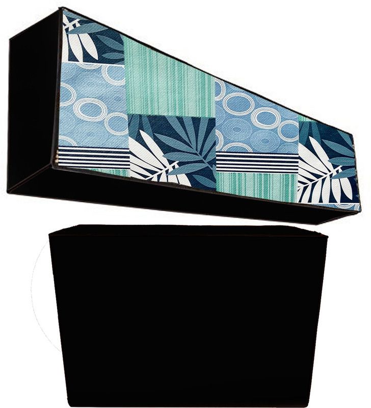 JM Homefurnishings Air Conditioner Cover  (Width: 90 cm, Light Blue, Black)