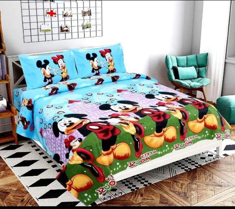 CHEVRON 160 TC Polycotton Double Cartoon Flat Bedsheet  (Pack of 1, Multicolor)