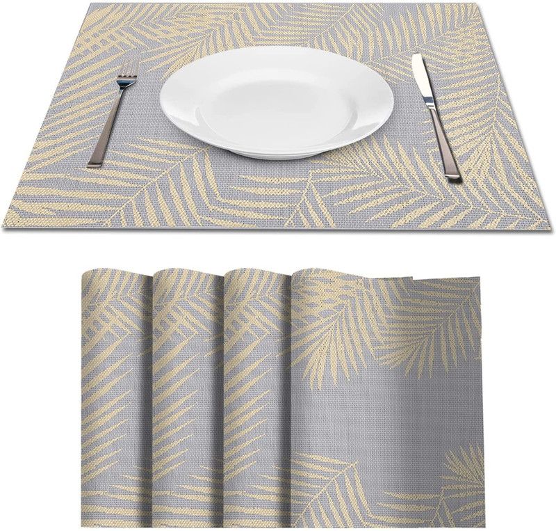 Gney Rectangular Pack of 6 Table Placemat  (Grey, Polyester)