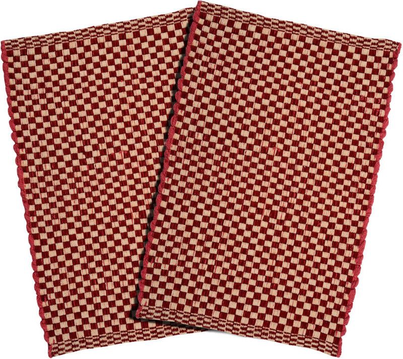 ROMEE Cotton Bathroom Mat  (Maroon, Medium, Pack of 2)