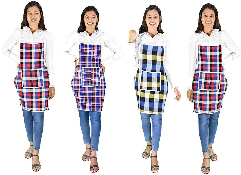 Glittering stars Cotton Home Use Apron - Free Size  (Multicolor, Pack of 4)