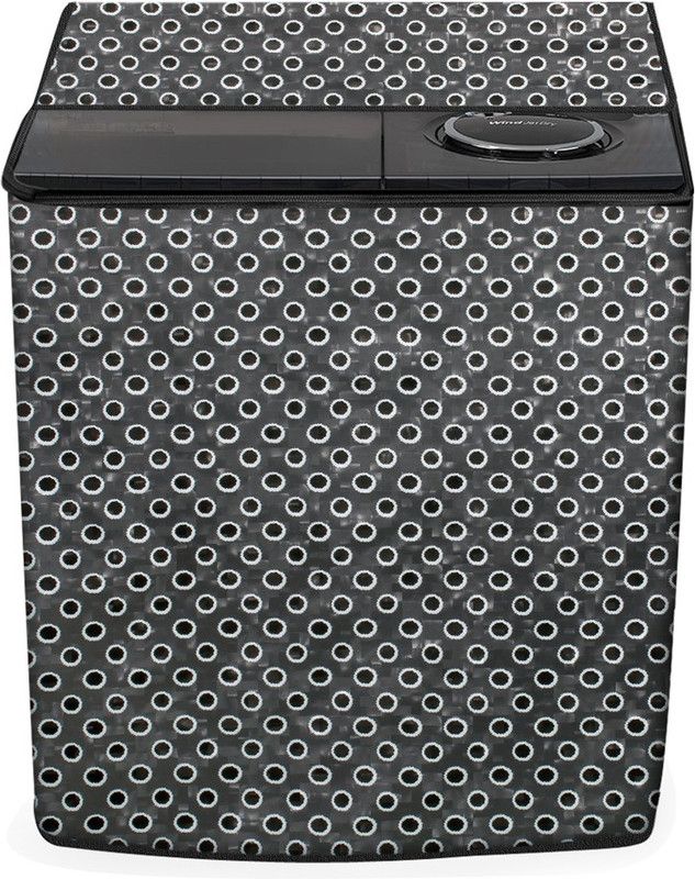 Stylista Top Loading Washing Machine Cover  (Width: 154 cm, Black, Grey)