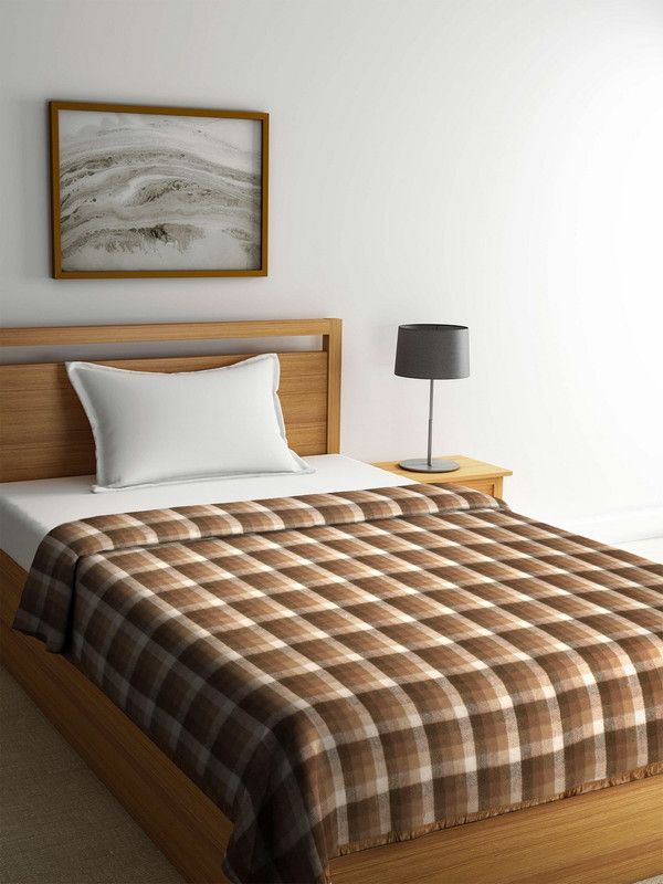 Raymond Home Printed Single Woollen Blanket for Heavy Winter  (100% Wool, Brown)