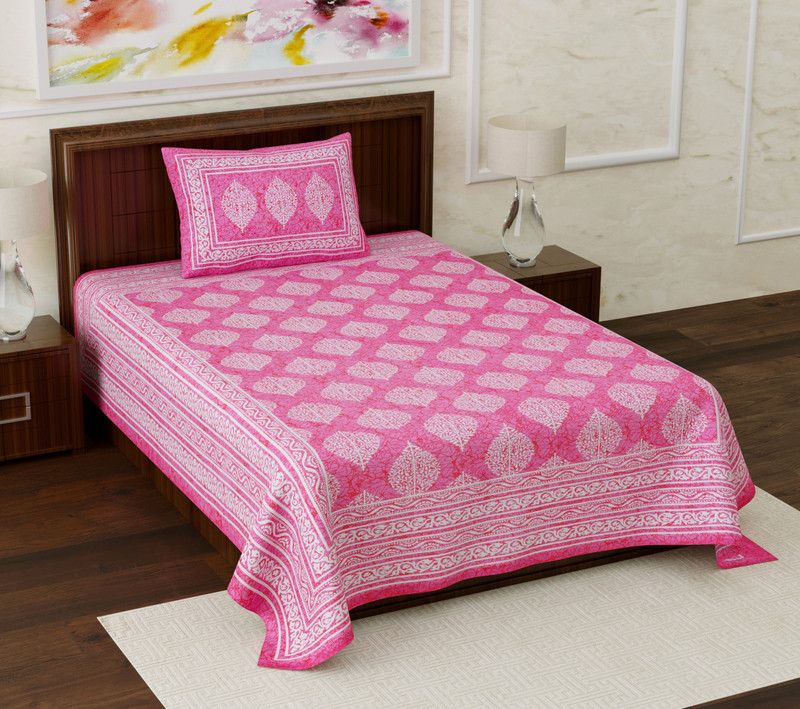 Sabhya Collection 144 TC Cotton Single Printed Flat Bedsheet  (Pack of 1, Multicolor119)
