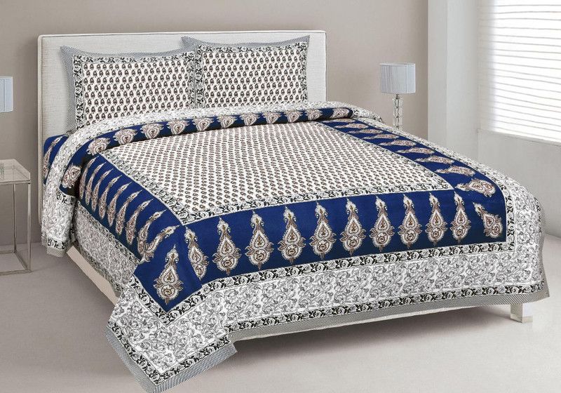 SND 180 TC Cotton Double Printed Flat Bedsheet  (Pack of 1, Multicolor)