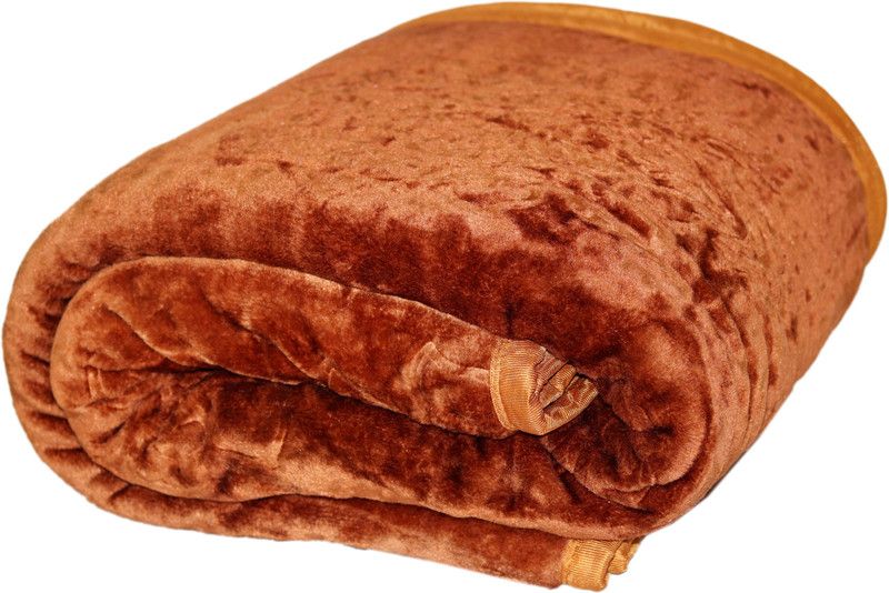 Swikon star Self Design Single Mink Blanket for Heavy Winter  (Polyester, Gold)