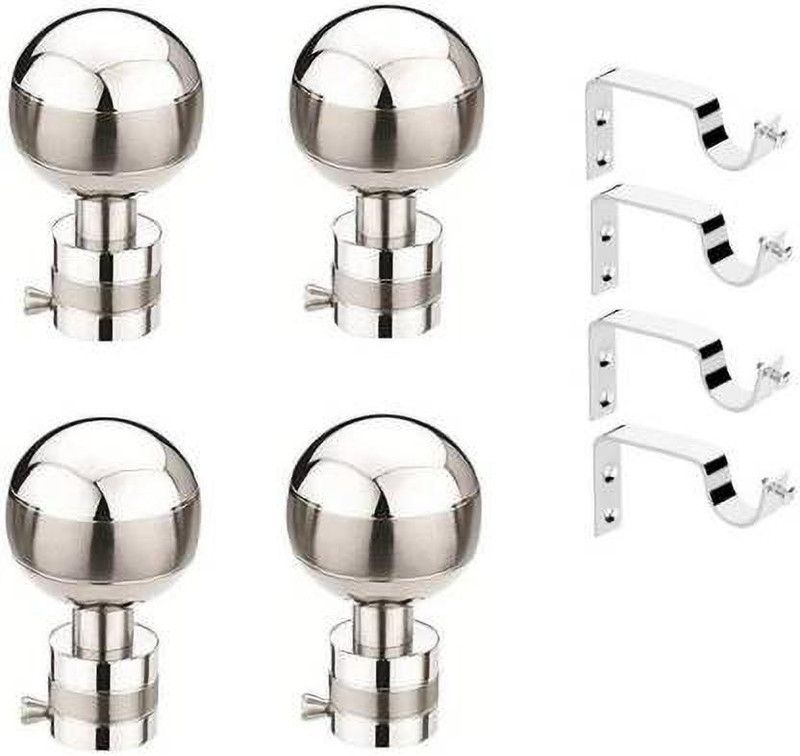 AKSHAYA ENTERPRISES Silver Curtain Knobs, Rod Rail Bracket Metal  (Pack of 8)