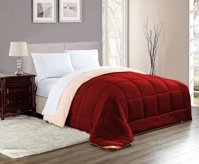 SGI Bedding Solid Single Comforter for Mild Winter  (Cotton, Peach/Burgundy)