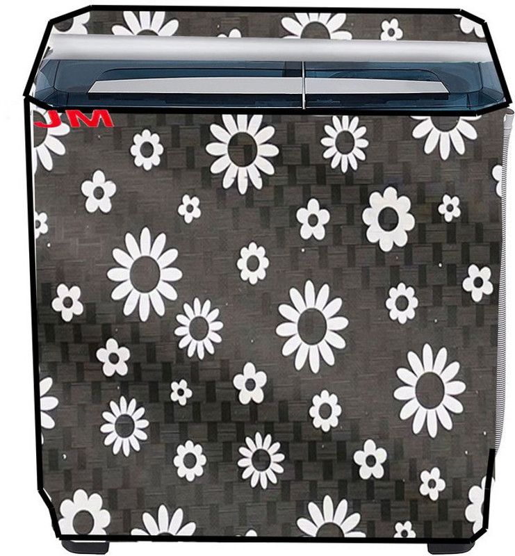 JM Homefurnishings Semi-Automatic Washing Machine Cover  (Width: 83 cm, Tundora, Black)