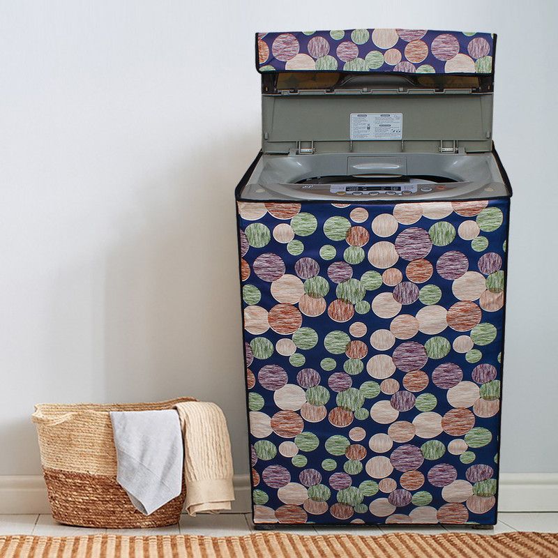 Dream Care Top Loading Washing Machine Cover  (Width: 53.34 cm, Blue, Beige)