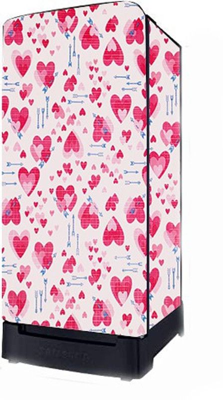 JM Homefurnishings Refrigerator Cover  (Width: 62 cm, Red, White)