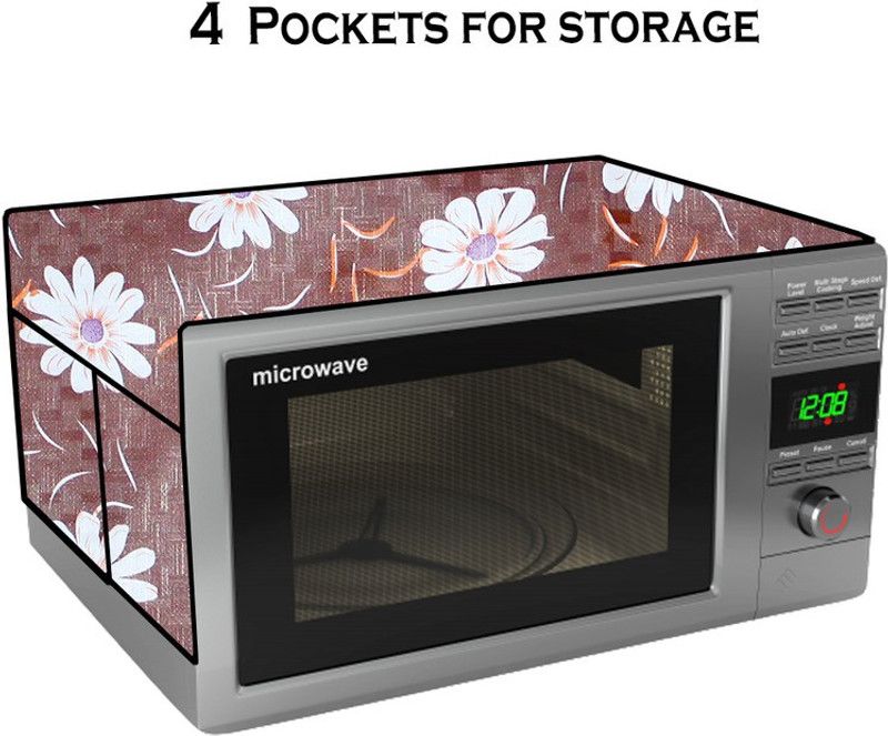 KVAR Microwave Oven Cover  (Width: 55 cm, Brown, White)