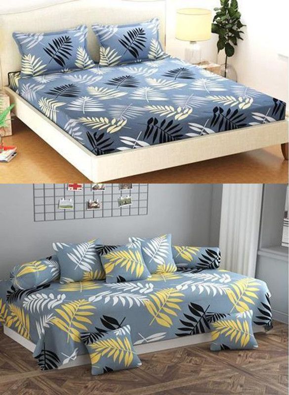 HOMYBEES 250 TC Microfiber Double Abstract Flat Bedsheet  (Pack of 2, MULTI-002)