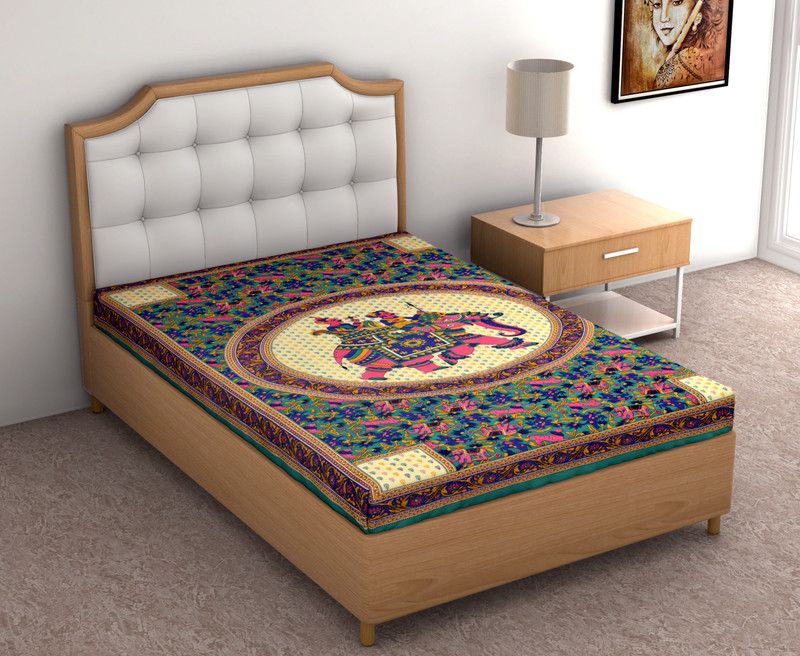 Cotton Single Bedsheet  (Pack of 1, TEAL, BLUE, COPPER)