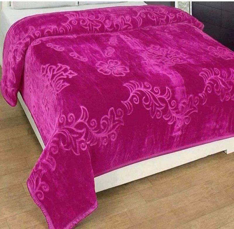 AKANSHA Solid Double Mink Blanket for Heavy Winter  (Fur, Pink)