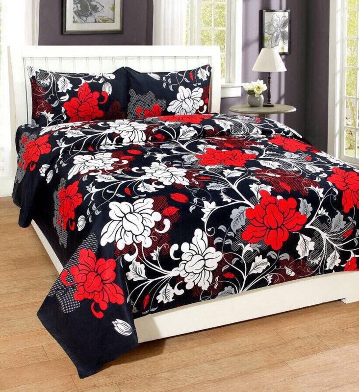 BALKO FAB 160 TC Polycotton Double Floral Flat Bedsheet  (Pack of 1, Multicolor)