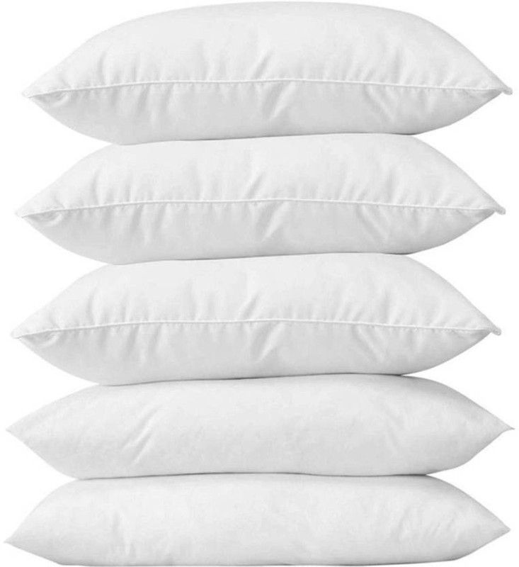 SALONA Polyester Fibre Solid Sleeping Pillow Pack of 5  (White)