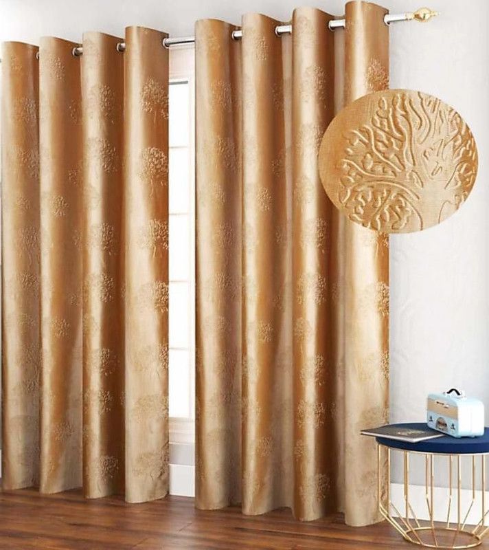 214 cm (7ft) Door Curtain  (Gold, Pack of 2)