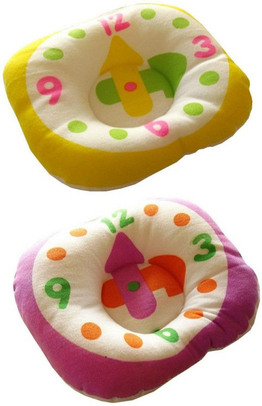 MOM & SON Polyester Fibre Solid Sleeping Pillow Pack of 2  (Yellow & Pink)