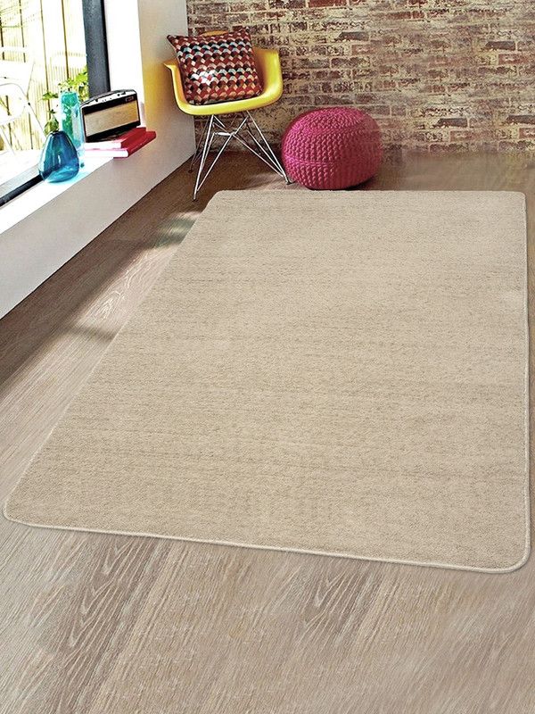 Saral Home Beige Cotton Carpet  (120 cm, X 180 cm, Rectangle)
