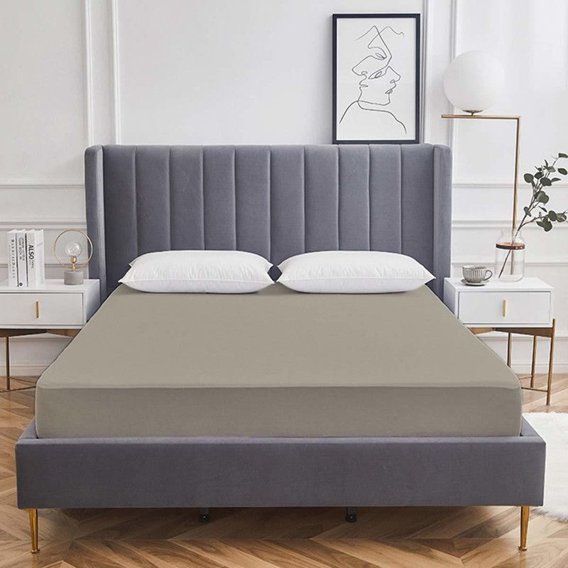 Fitted Queen Size Mattress Cover  (Grey)
