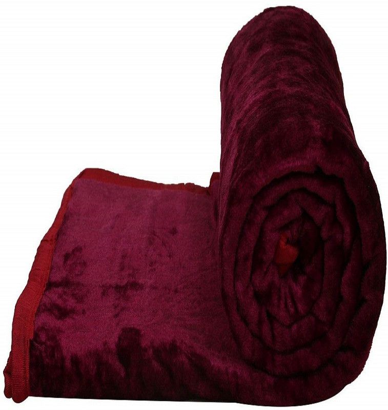 Talwar Home Decor Floral Double Mink Blanket for Heavy Winter  (Polyester, Wine)