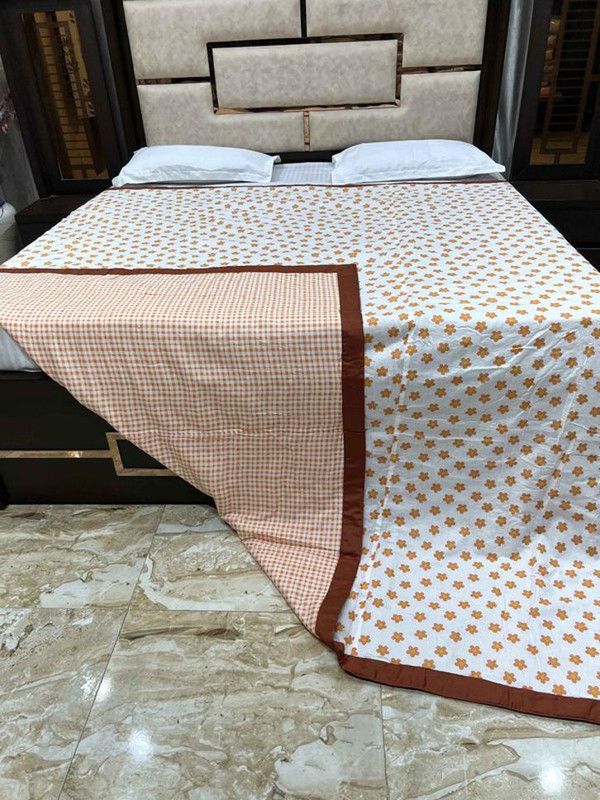 Pure Decor Floral King Dohar for AC Room  (Cotton, Orange)