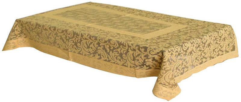 Floral 4 Seater Table Cover  (Gold (Net Cloth), Cotton)