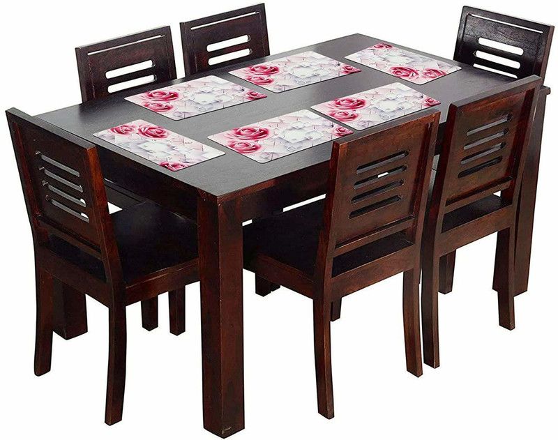 THE LION'S SHARE Square Pack of 6 Table Placemat  (Multicolor, White, PVC)