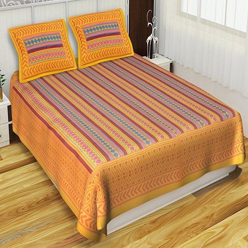 144 TC Polycotton Double Jaipuri Prints Bedsheet  (Pack of 1, Multicolor)