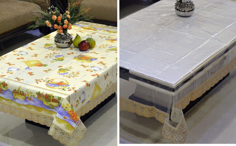 FREELY Printed 4 Seater Table Cover  (Multicolor, PVC (Polyvinyl Chloride), Pack of 2)