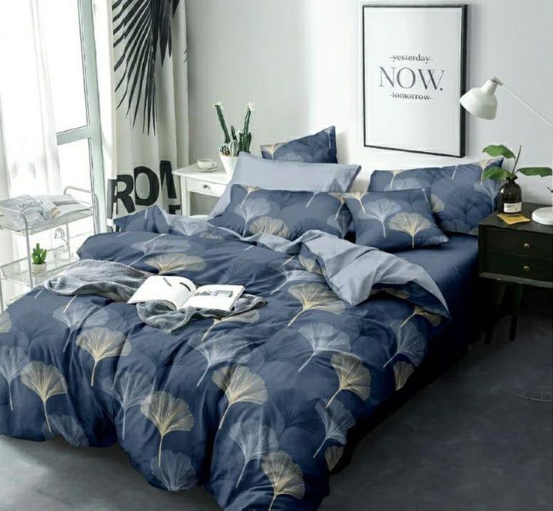Laying Style 350 TC Microfiber King Printed Flat Bedsheet  (Pack of 1, Multicolor)