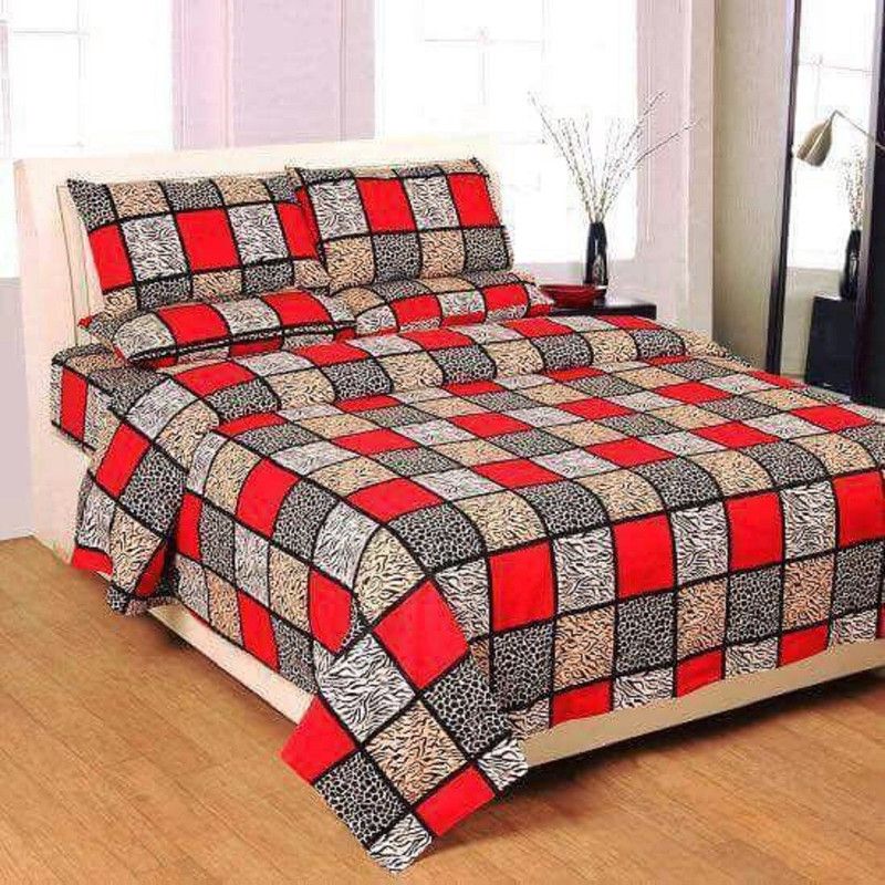 CRAFTWELL 150 TC Polycotton Double Floral Flat Bedsheet  (Pack of 1, Brown)