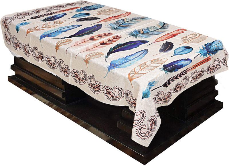 KUBER INDUSTRIES Printed 4 Seater Table Cover  (Gold, Cotton)