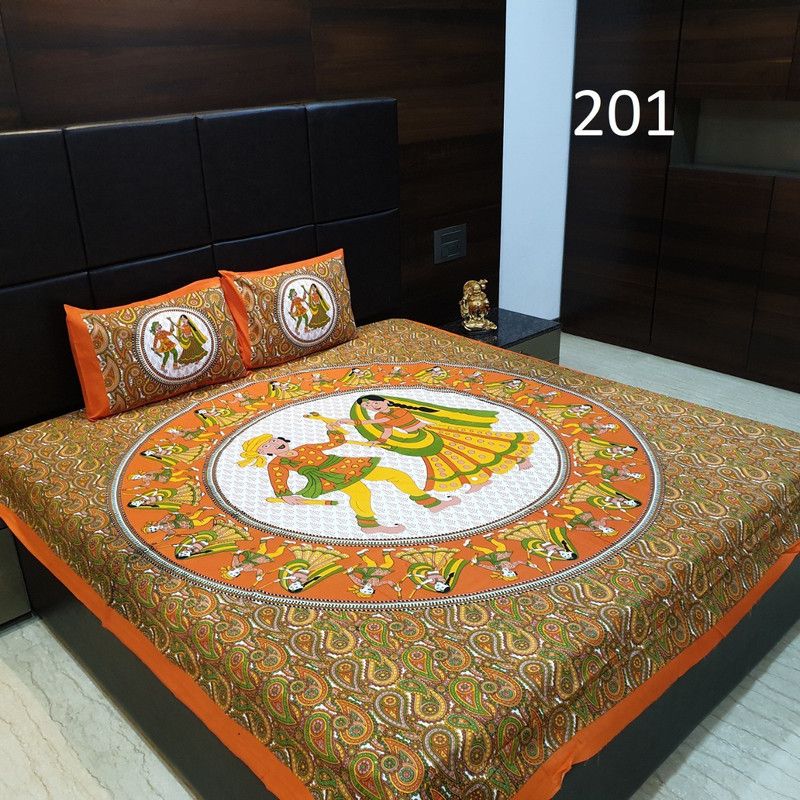 Winksome 155 TC Cotton King Paisley Flat Bedsheet  (Pack of 1, Brown, White)