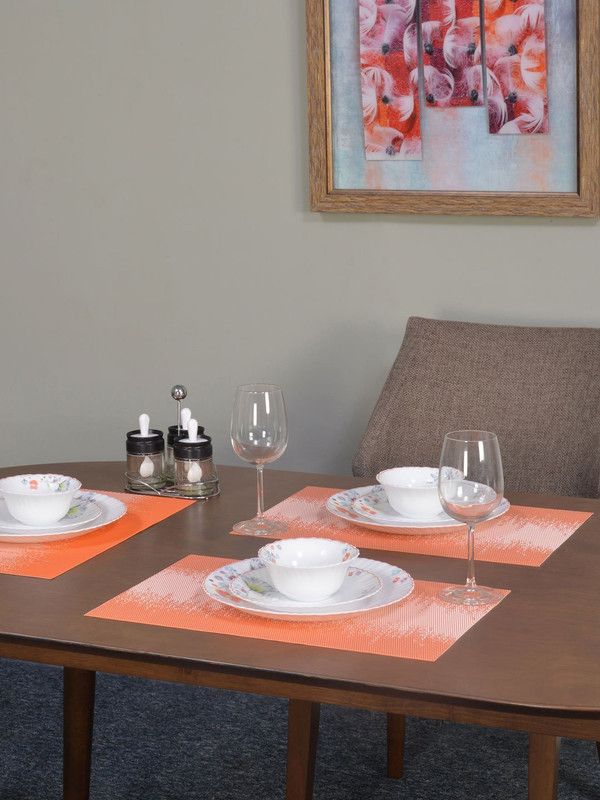 @Home by nilkamal Rectangular Pack of 6 Table Placemat  (Orange, Plastic)