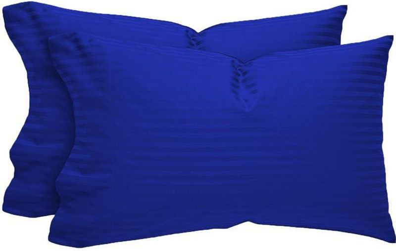 Angel Mommy 310 TC Cotton Double Striped Flat Bedsheet  (Pack of 1, Royal Blue)