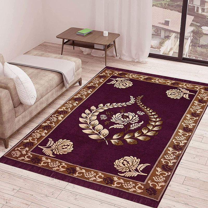 Purple Polyester Carpet  (152 cm X 213 cm)