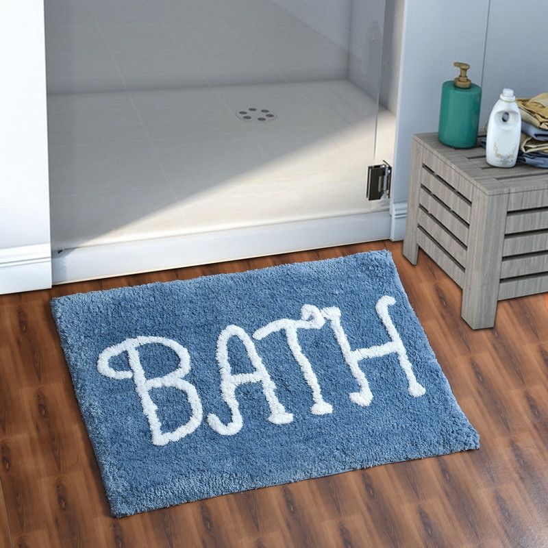 AEROHAVEN Microfiber Bathroom Mat  (Blue, Large)