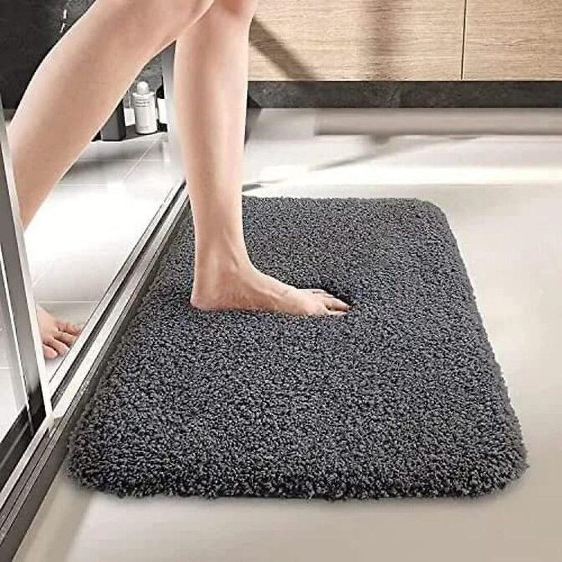 SORATHIYA Microfiber Bathroom Mat  (Grey, Medium, Pack of 2)