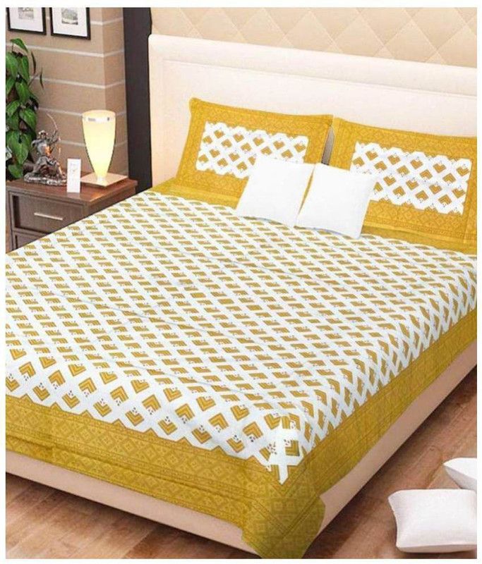 VIHANA LIFESTYL 1 TC Cotton Queen Printed Flat Bedsheet  (Pack of 1, Multicolor)