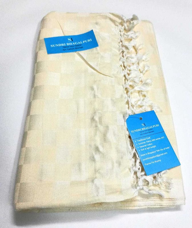 Sundri Bhagalpuri Geometric Queen AC Blanket for AC Room  (Cotton, Peach Cream)