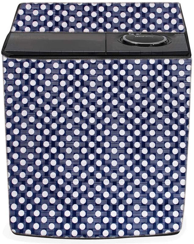 KingMatters Semi-Automatic Washing Machine Cover  (Width: 82 cm, Blue, White)