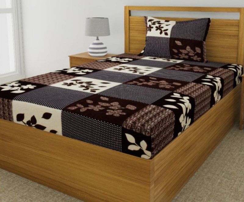 Exopick 120 TC Cotton Single Printed Flat Bedsheet  (Pack of 1, Brown)